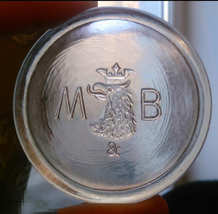 Редкая старинная крышка Орел корона MB стекло Германия 1910 