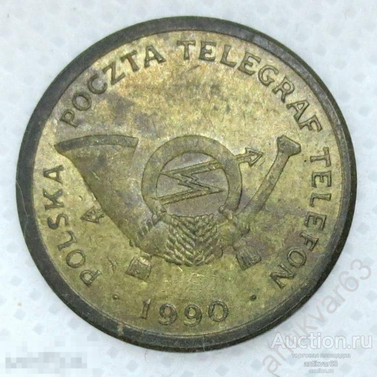 Жетон телефонный «А». Польша, 1990 год. Тип без знака МД