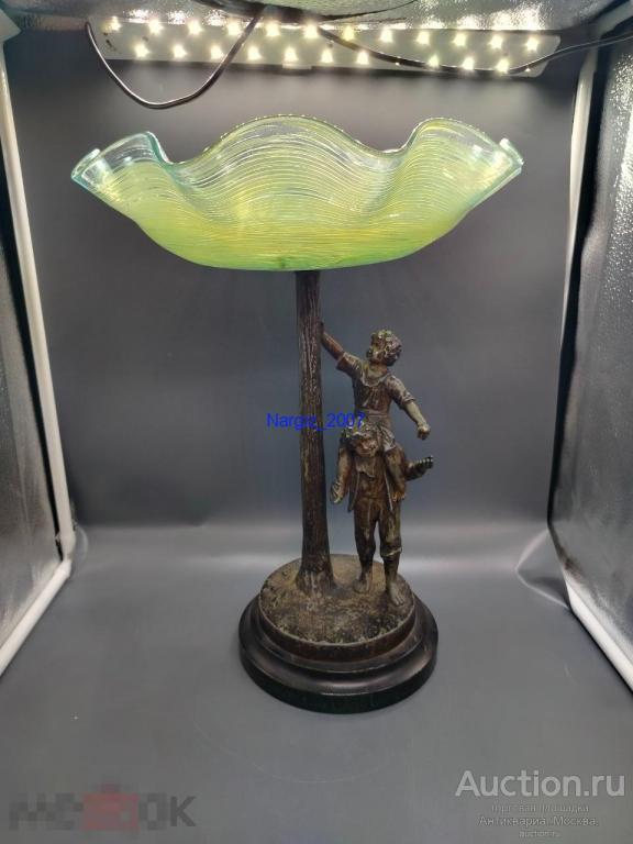 Фруктовница на ножке Мальчишки Старинная 39 см