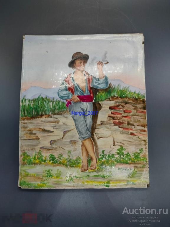 Фаянсовый Пласт Пастушок с трубкой Роспись