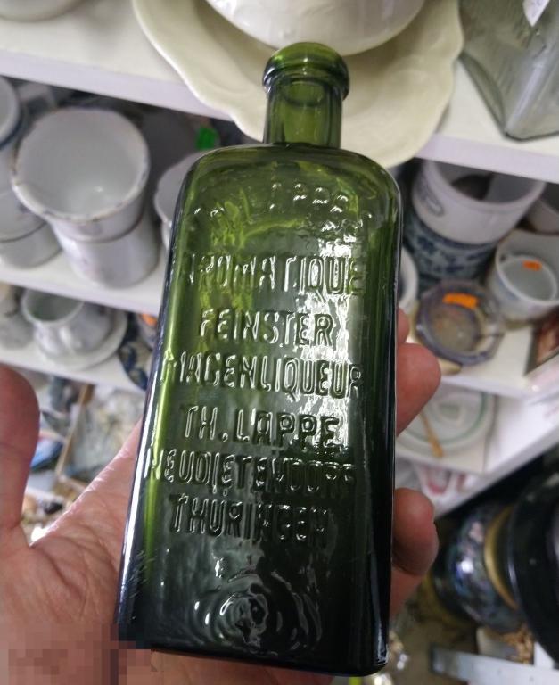 Редкая LAPPE NEUTENDORF 290мл старинная бутылка Германия 19век зеленое стекло аптека