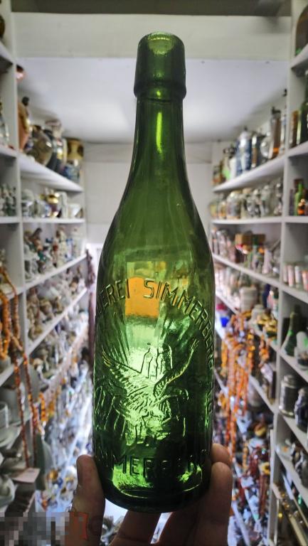 Редкая пивная бутылка SIMMERBERG 1935 орел зеленое стекло Германия