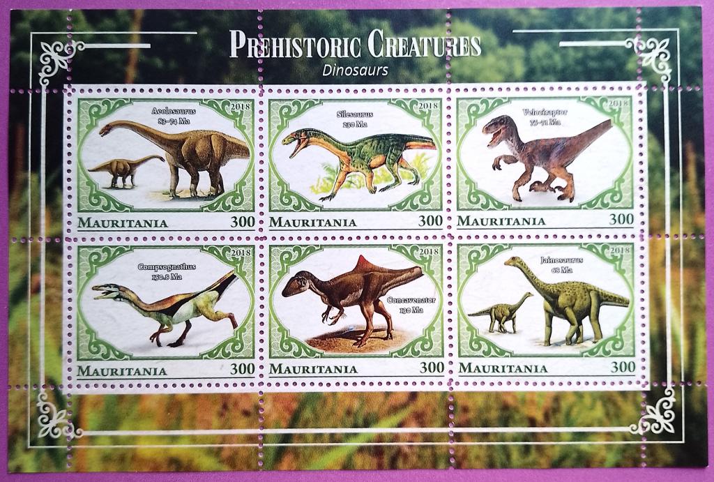 Мавритания 2018 Динозавры / Доисторические животные / Доисторическая фауна / 1,