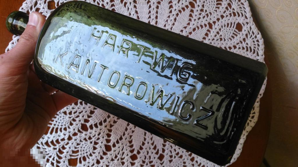 HARTWIG KANTOROWICZ старинная винная бутылка зеленое стекло Германия 1900
