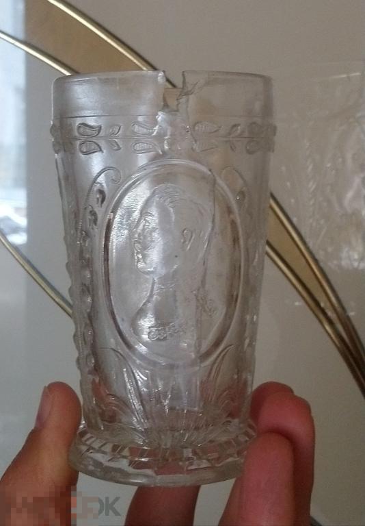 Кайзер Вильгельм старинный бокал кружка стакан стекло Германия 1915 патриотика