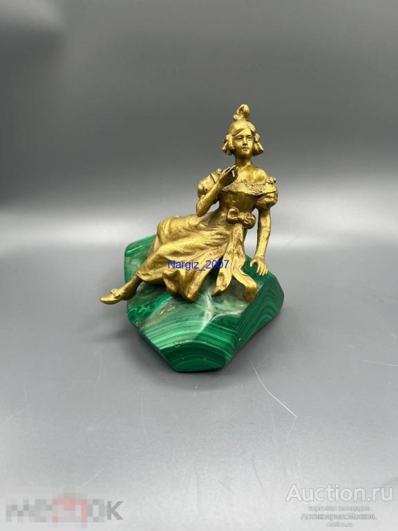 Статуэтка Девушка Бронза Малахит