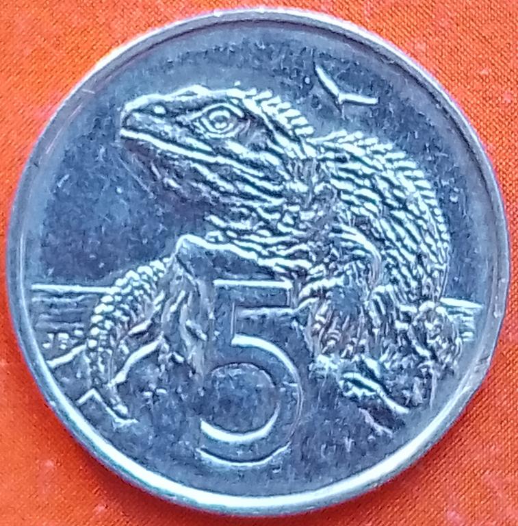 Новая Зеландия 5 центов 1988 год (km60) Ящерица / Фауна,