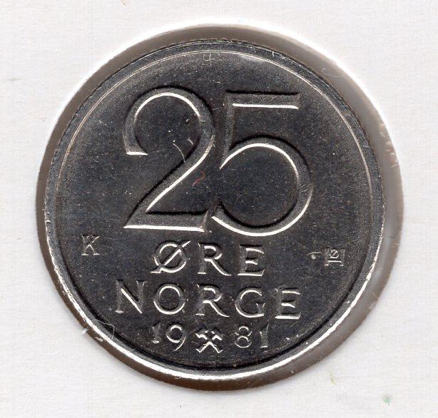 25 эре - Норвегия - 1981 - KM#417