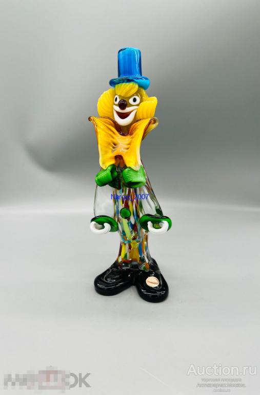 Статуэтка КЛОУН. Италия, остров Мурано, частная мастерская, современная работа. Цветное стекло.