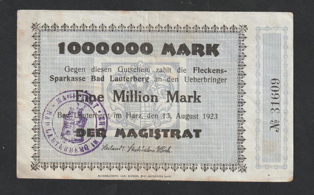 Германия, 1000000 марок 1923 года, Бад-Лаутерберг