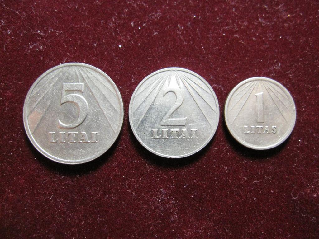 ЛИТВА 1991 5 лит, 2 лита, 1 лит из коллекции три монеты!