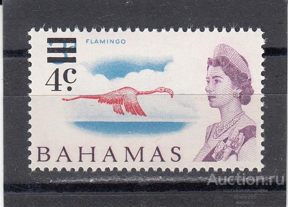 BAHAMAS БАГАМСКИЕ ОСТРОВА  Фауна Птицы Фламинго Надпечатка № 238 1966  Сост** MNH