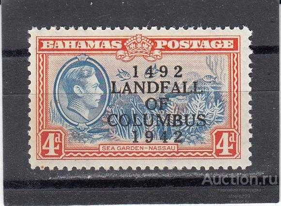 BAHAMAS БАГАМСКИЕ ОСТРОВА   Колумб Надпечатка № 127  1942  Сост** MNH