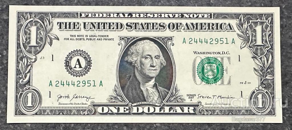 США 1  ДОЛЛАР 2017 A  1A ( БОСТОН ) БЛОК A-A  "UNC!!!" (см.фото)