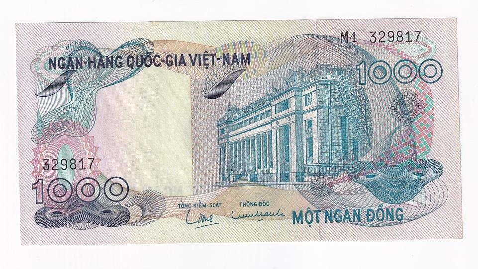 Южный Вьетнам Банкнота 1000 донгов 1971 год M4 329817 AUNC (41416)
