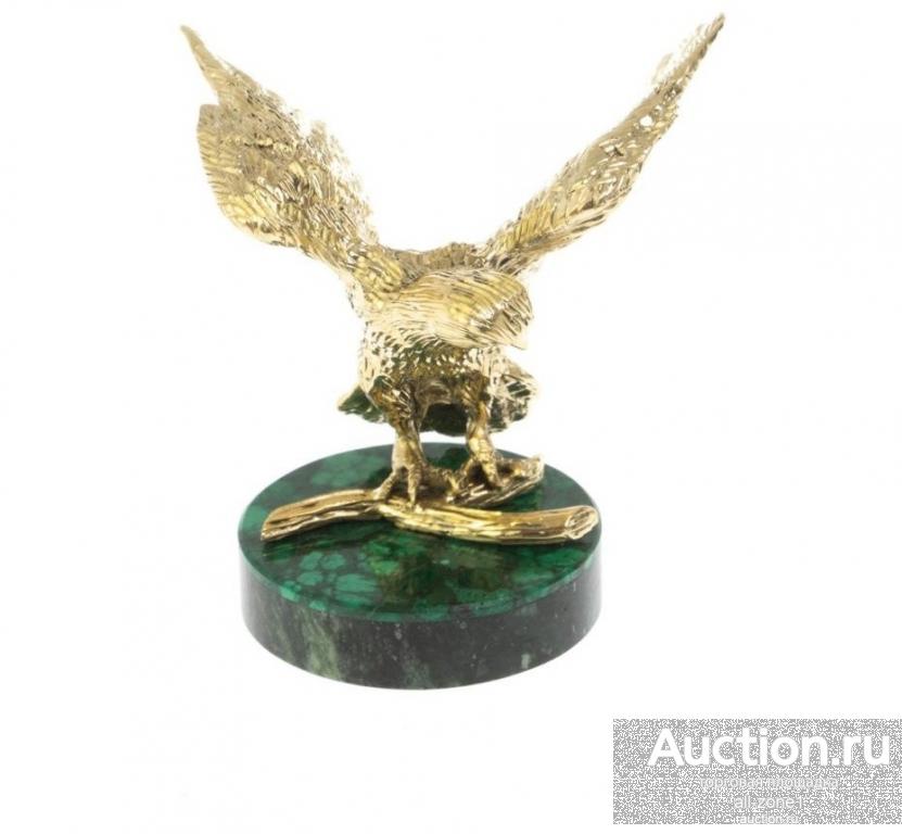 Статуэтка из бронзы КРЕЧЕТ на подставке из малахита AZY-128760