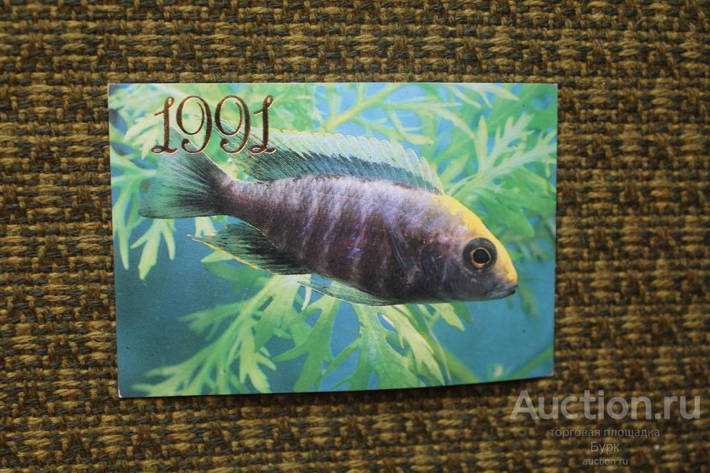 карманный календарик 1991 Союз журналистов СССР аквариумные рыбки