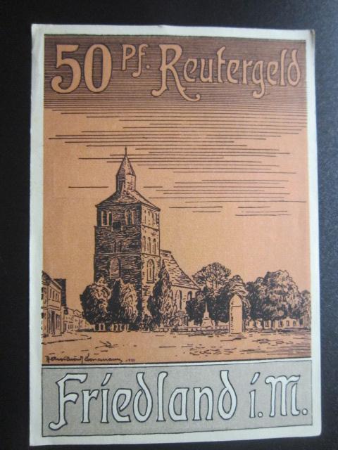 ГЕРМАНИЯ НОТГЕЛЬД    50  ПФЕННИГОВ   FRIEDLAND