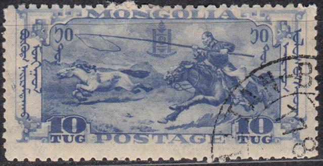 1932 Монголия Стандарт Охота Лошади № 58 гаш. 25 евро