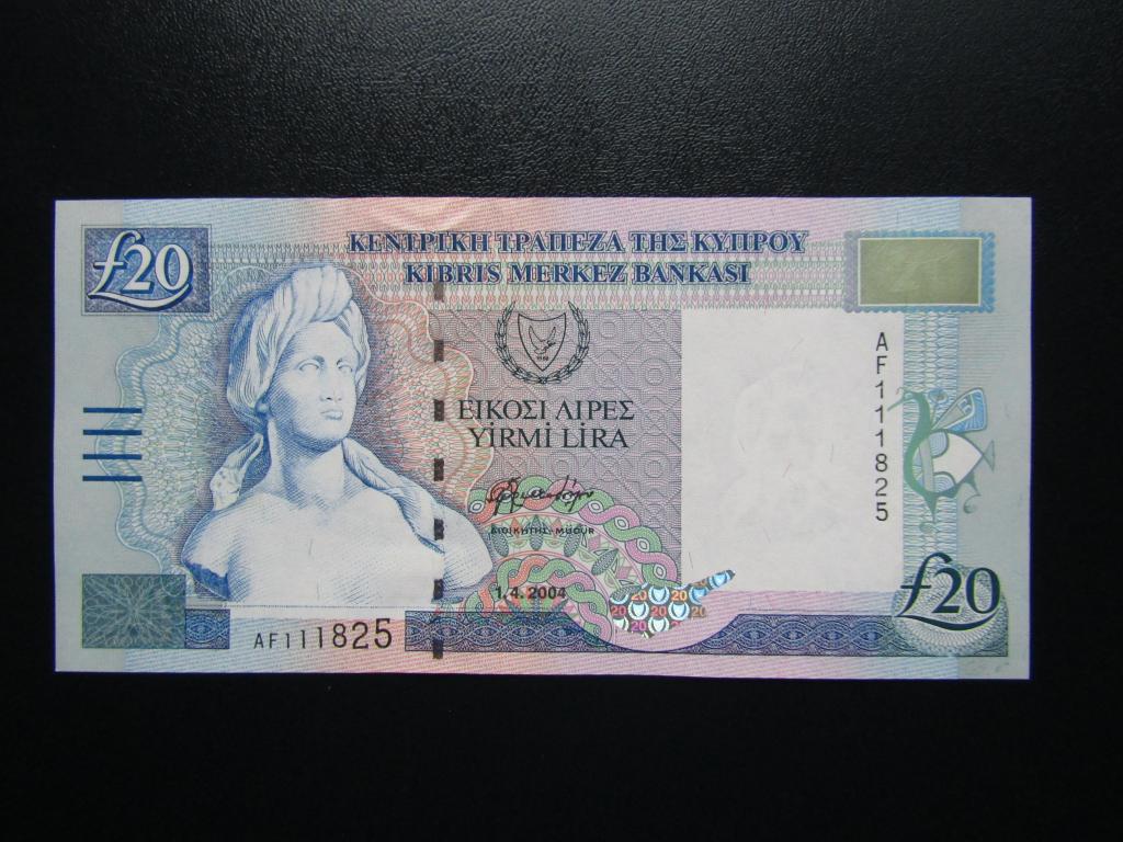 Кипр - 20 фунтов 2004г.  UNC - аUNC.