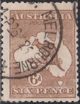 1923 Австралия Стандарт Карта Фауна Кенгуру № 45 гаш. 6 евро