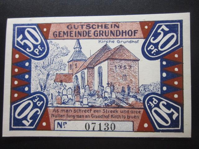 ГЕРМАНИЯ НОТГЕЛЬД    50  ПФЕННИГОВ   GRUNDHOF