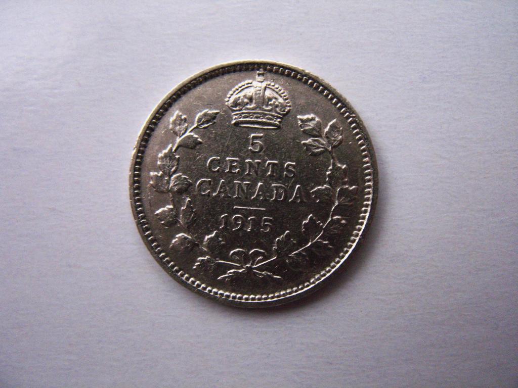 5 центов 1915 года Канада Очень редкий год в коллекционном состоянии