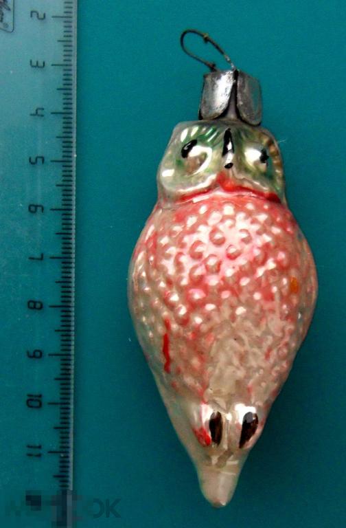 СОВА филин. птица -- РР4 ---  старая елочная игрушка ЛЮКС!