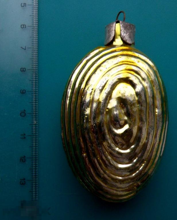 РАКУШКА мидия золотистая  - Т22 - подвеска старая елочная игрушка ВИНТАЖ редкая!!!