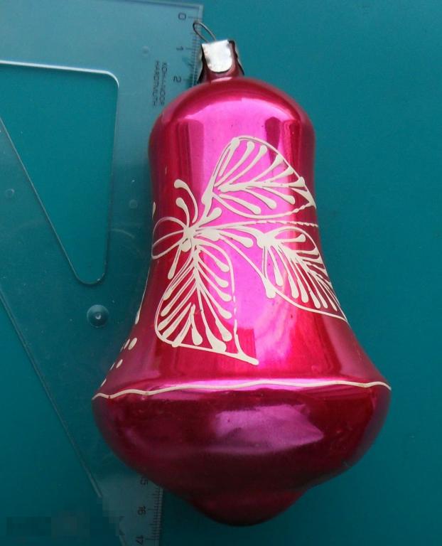 КОЛОКОЛ ОГРОМНЫЙ РОСПИСЬ 1 -- С33 -- старая елочная игрушка -- оригинал!!!