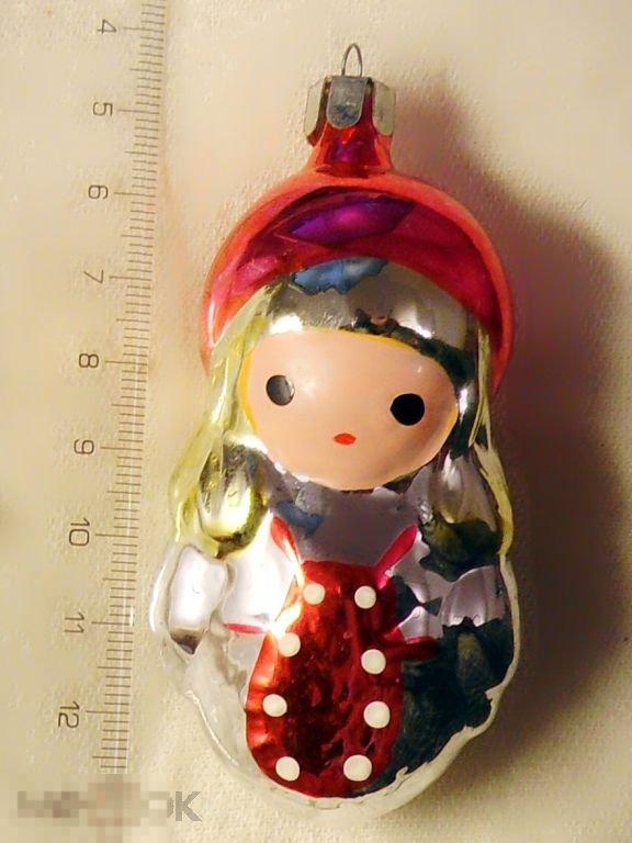 КУКОЛКА В ГАЛСТУКЕ КРАСНАЯ ШАПОЧКА малыш С33 старая елочная игрушка