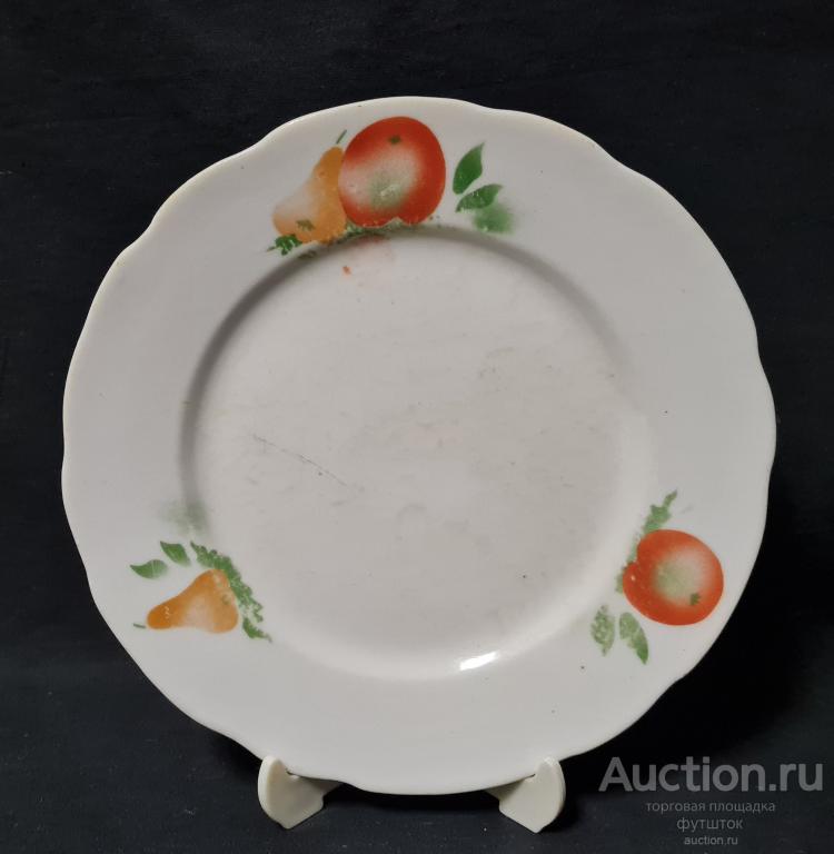 ТАРЕЛКА ЯБЛОКИ ГРУШИ ФАРФОР РАННИЕ СОВЕТЫ КЛЕЙМО 🔸🔹🔸51 10