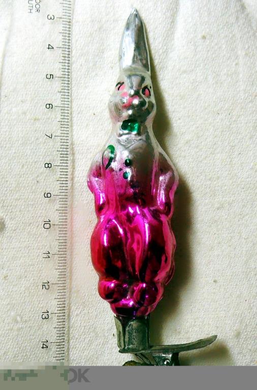 ЗАЯЦ В БАБОЧКЕ зайчик Р55 старая елочная игрушка ПРИЩЕПКА люкс!!!