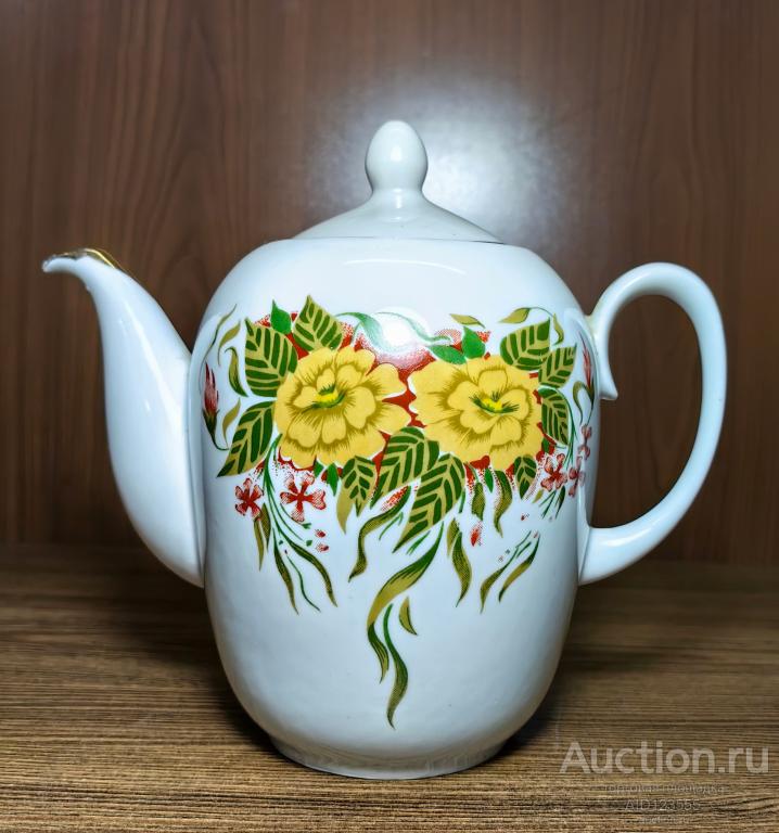 Чайник цветы Полтавский ФЗ фарфоровый завод фарфор советский УССР Советская Украина