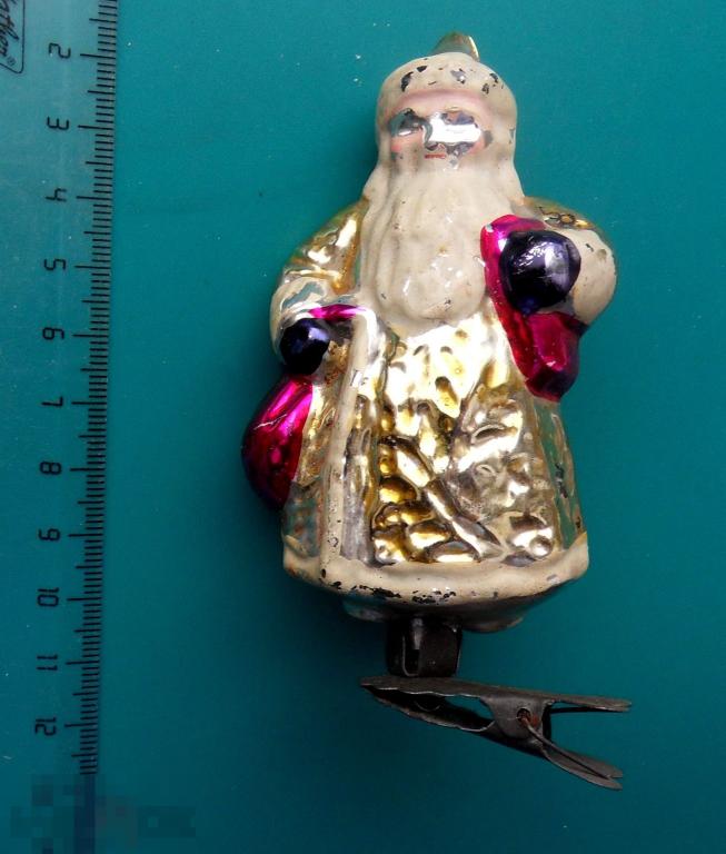 ДЕД МОРОЗ -- РР3 -- старая елочная игрушка ПРИЩЕПКА