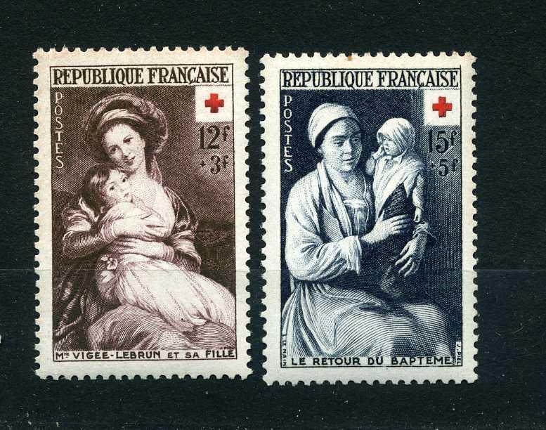 Франция. Живопись. Красный крест. Элизабет Виже-Лебрен и Луи Ленен. Серия. 1953.**
