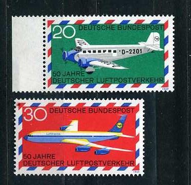 ФРГ. Авиация самолеты. 50 лет авиапочте. Серия. 1969.**