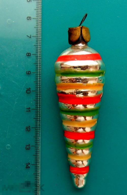 СОСУЛЬКА. ЮЛА. ребристая ПИРАМИДКА - TEF-1 - СССР винтаж старая елочная игрушка ..2..