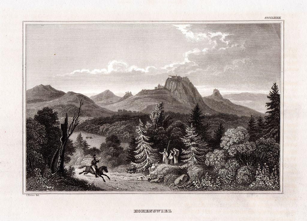 Гравюра Germany Hohenswiel Хоэнсвиль 1844 г....ориг..сост..