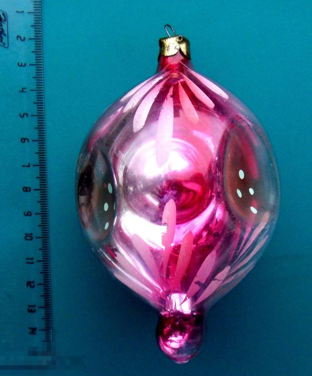 ШАР-ПРОЖЕКТОР-СОСУЛЬКА - льдинка - РРК55(77) старая елочная игрушка ВИНТАЖ