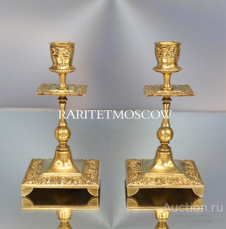 Подсвечник старинный антикварный бронза латунь Франция 44