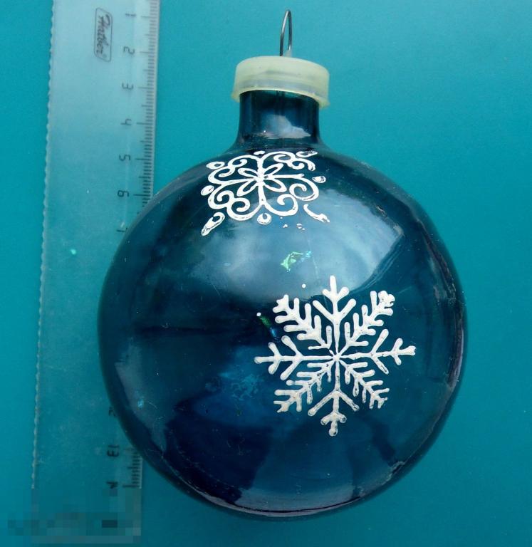 ШАР толстое стекло - СНЕЖИНКА тяжелый 1950-е -- CvCop1 -- ..2..  - старая елочная игрушка редкий!!!
