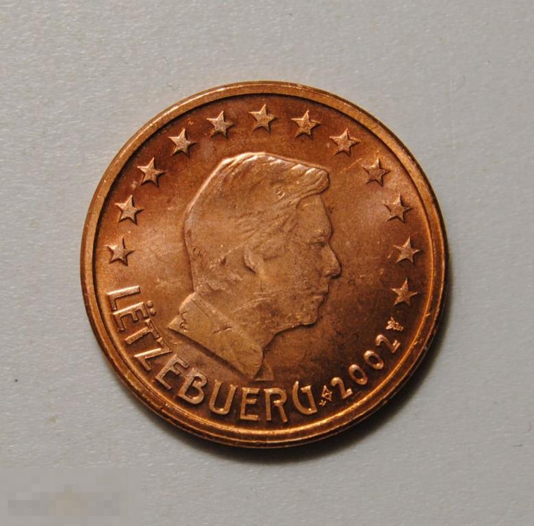 2 евро цента 2002 года Люксембург UNC 