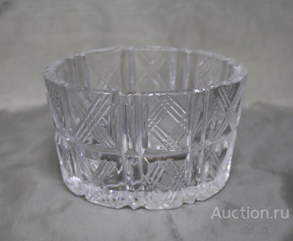 Ваза для  салата Ромбы, хрусталь, высота 8,5 см, диаметр 14 см (21)