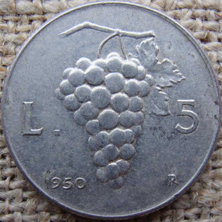 Италия 5 лир 1950 год