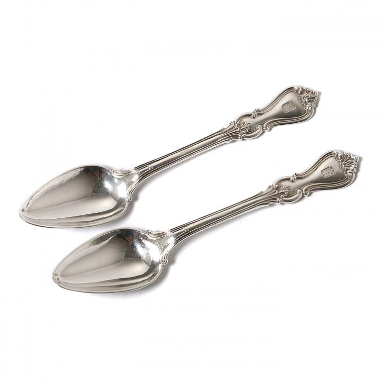 Серебряные обеденные ложки, 6 шт​. Швеция, 1863 год