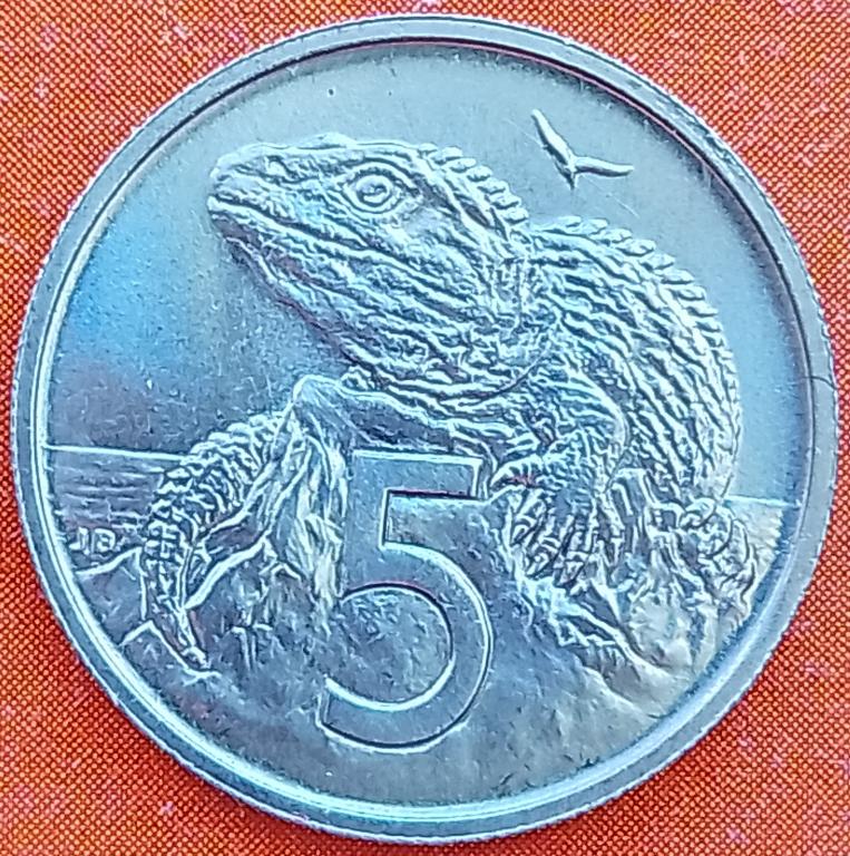 Новая Зеландия 5 центов 1971 год (km34.1) Ящерица / Фауна,