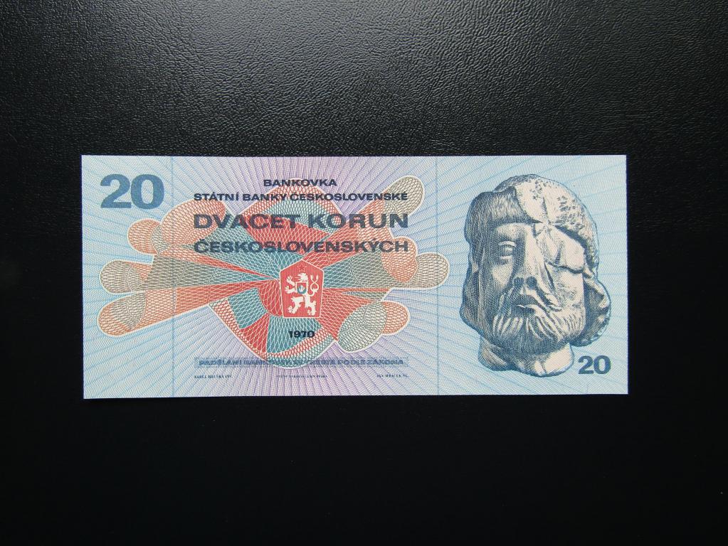 Чехословакия - 20 крон 1970г. UNC. Серия F.