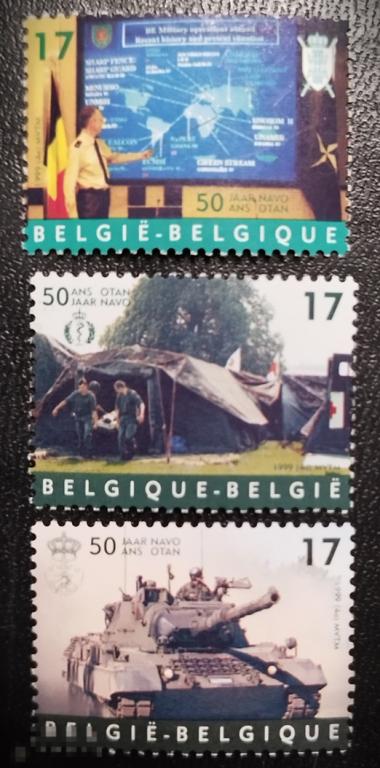 Бельгия. 1999 г. 50 лет НАТО. 3 марки из серии. Чистые ** MNH