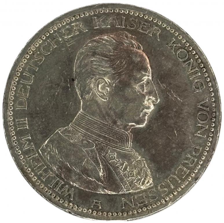 Германия Пруссия 5 марок 1914 А  Вильгельм II Униформа XF+ J#114